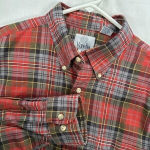Vintage Viyella Flannel Shirt Mens XL Red Plaid Button Down Wool Blend 90s